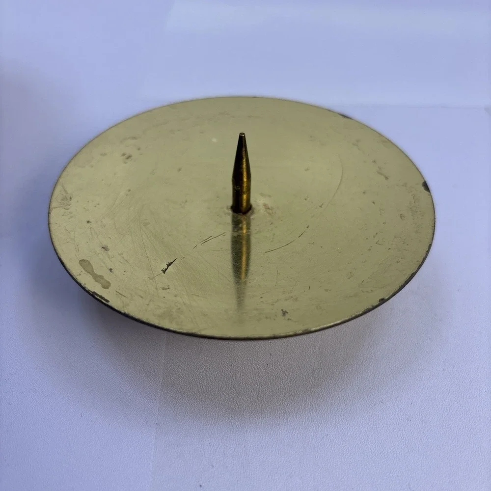 Pair Of Vtg Solid Brass Pillar Candle Holder 1